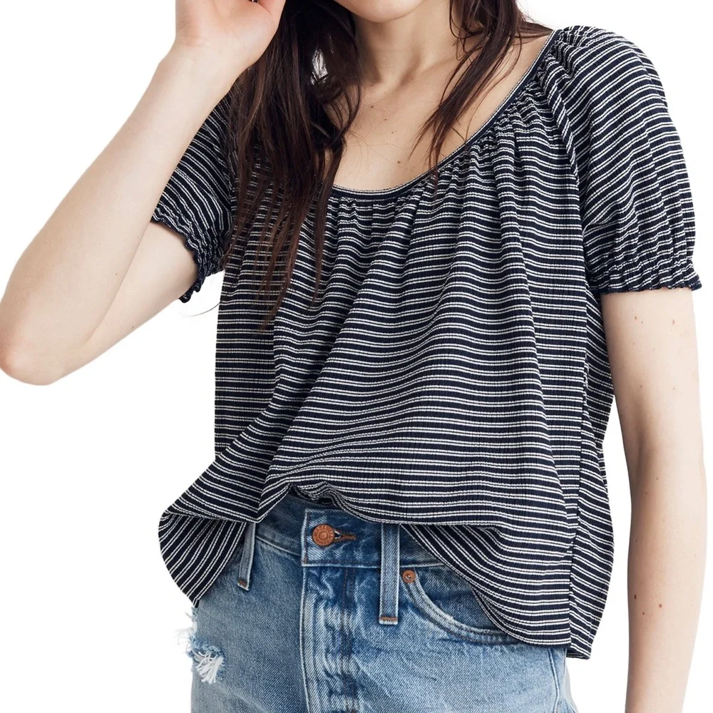 NWT Madewell Texture and Thread Peasant Top - Picture 4 of 7